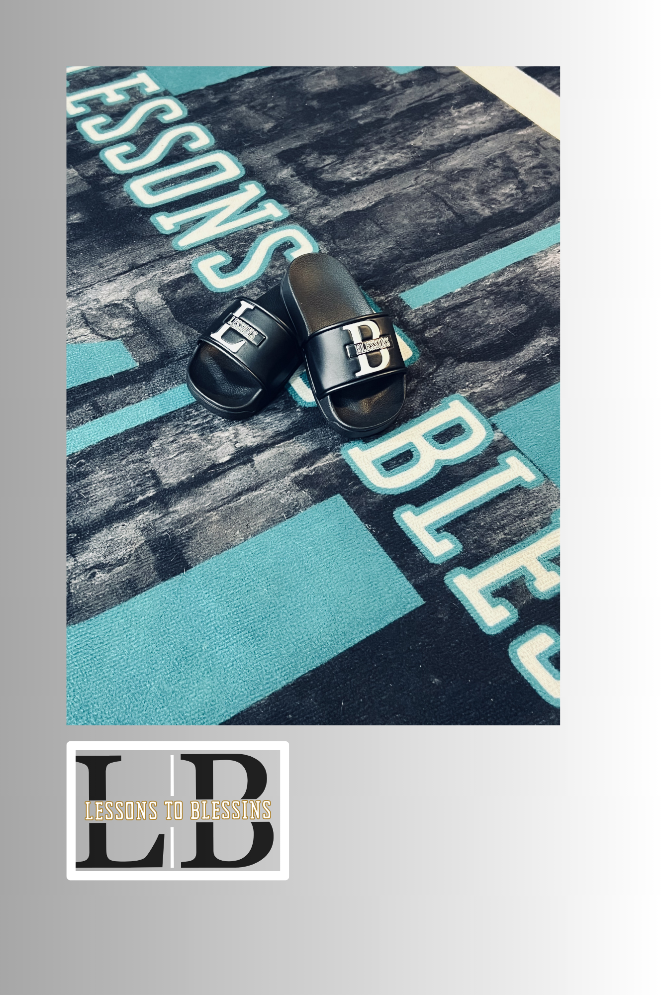 Kids LB Signature Slides - Black & White