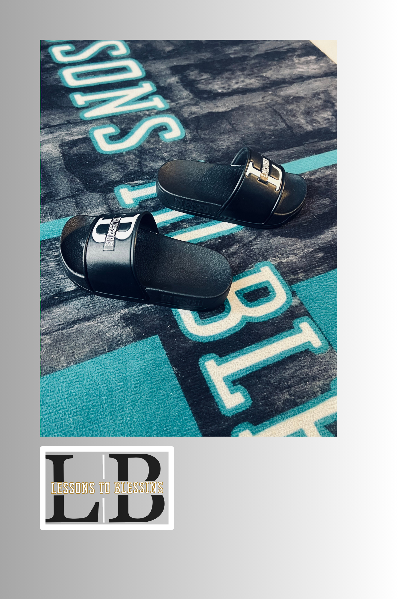Kids LB Signature Slides - Black & White