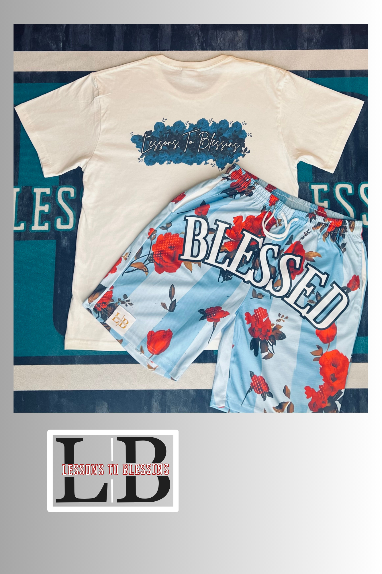 Every Lesson Is A Blessing Rose Shorts - Blue