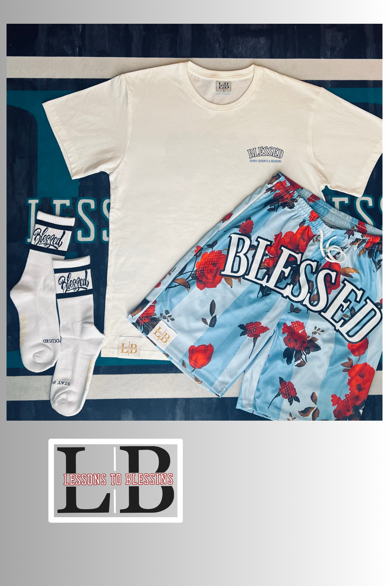 Every Lesson Is A Blessing Tee - White/Blue