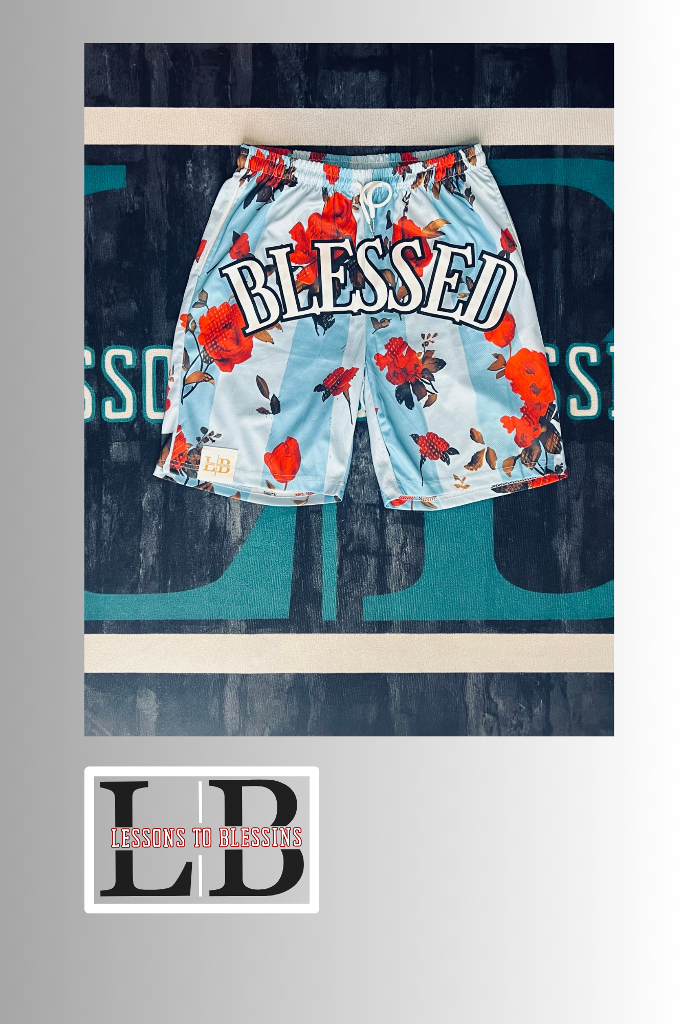 Every Lesson Is A Blessing Rose Shorts - Blue