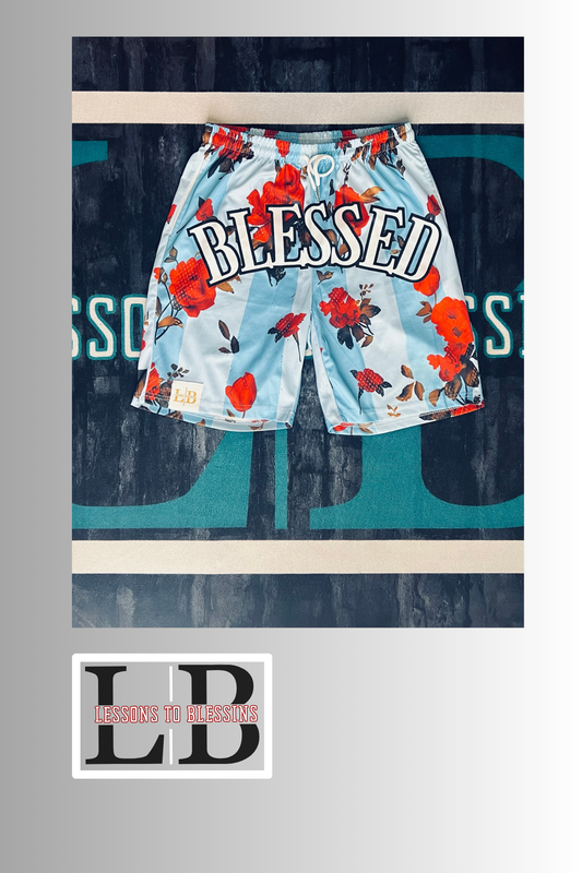 Every Lesson Is A Blessing Rose Shorts - Blue