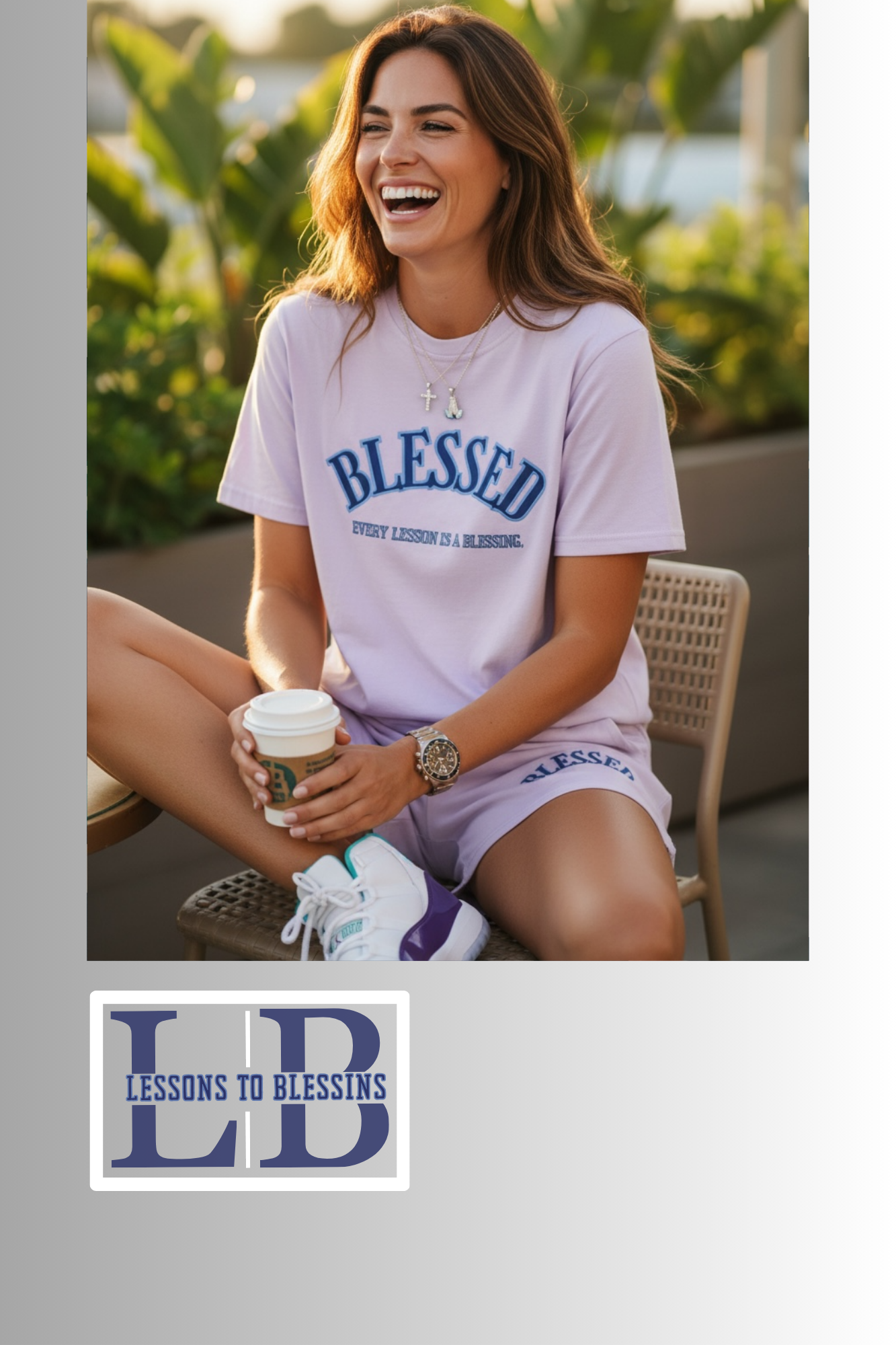 Every Lesson Is A Blessing Sleeved Biker Set - Purple