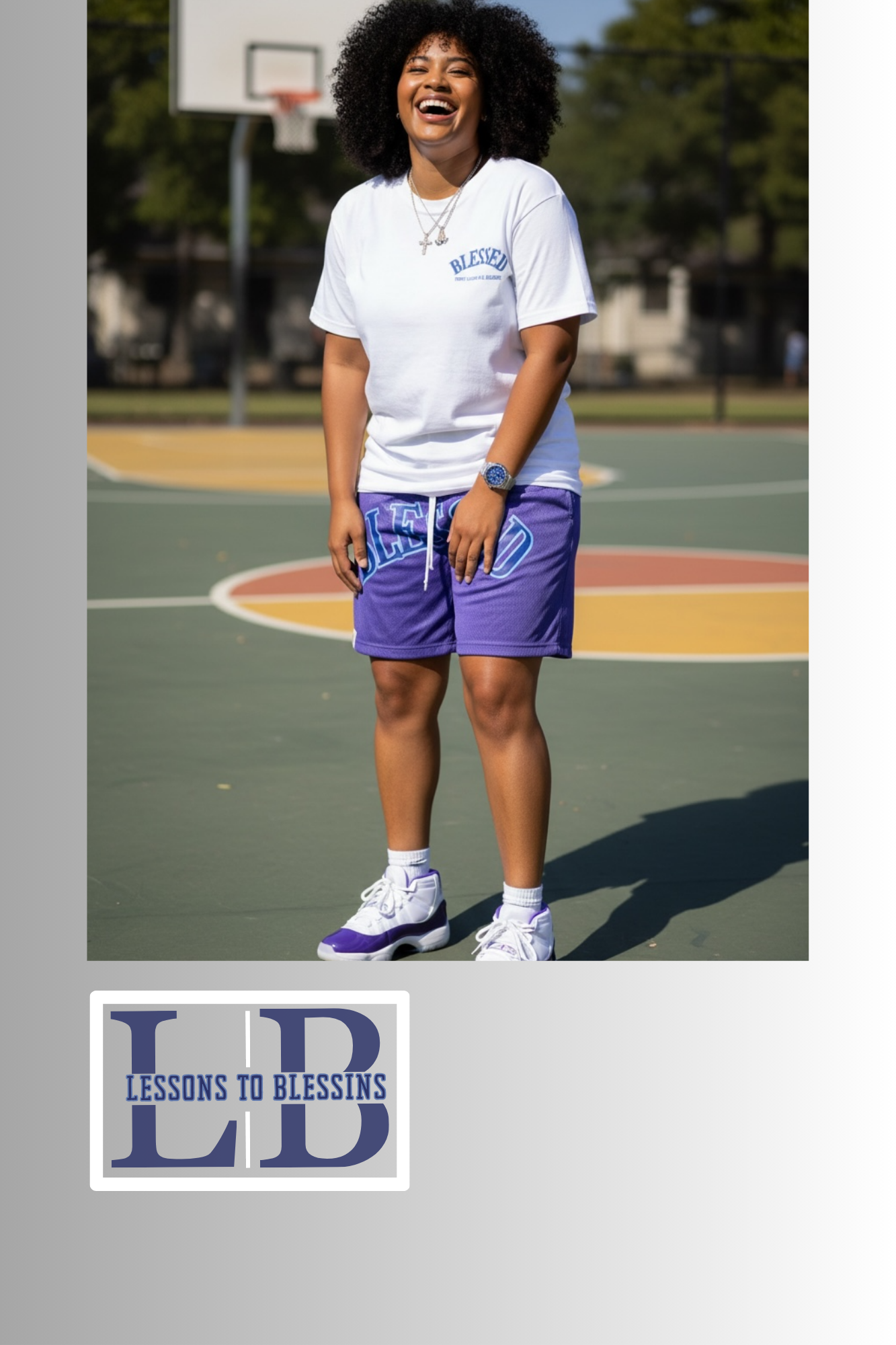 Every Lesson Is A Blessing Tee - White/Purple