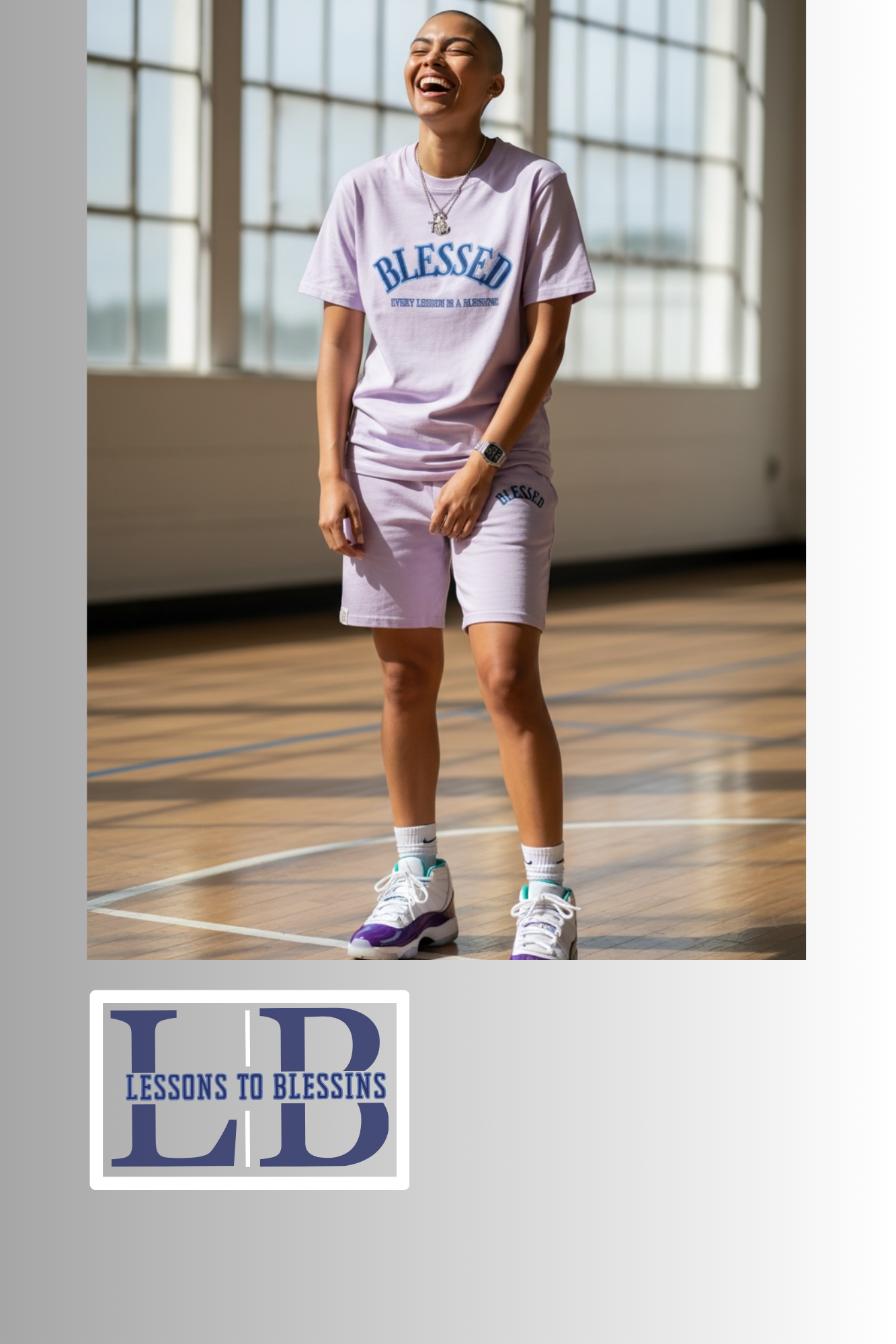 Every Lesson Is A Blessing Sleeved Biker Set - Purple