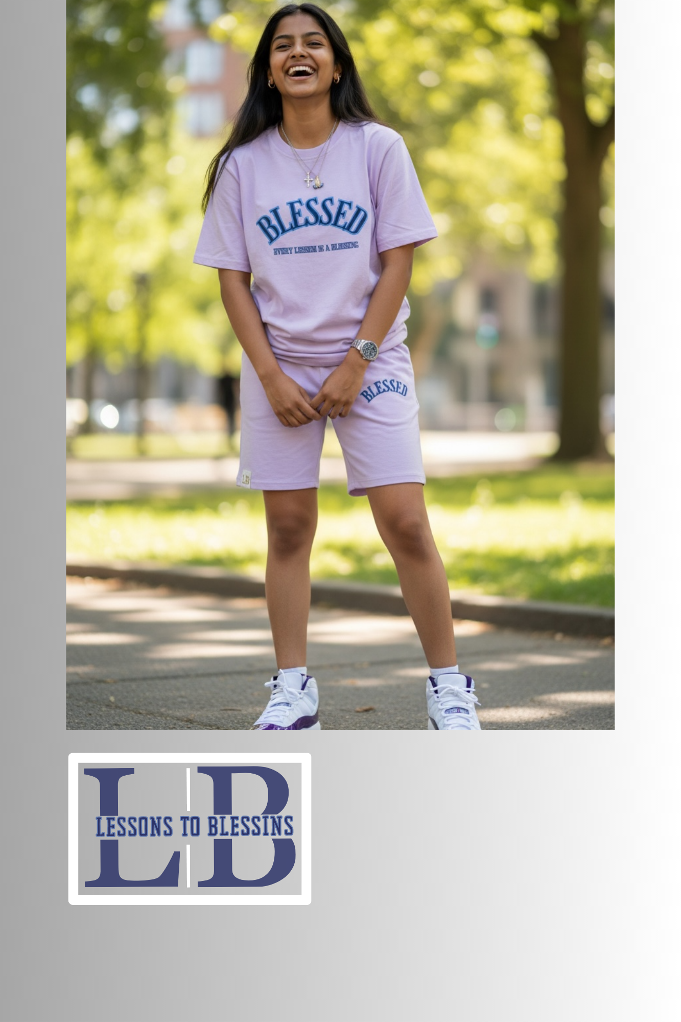 Every Lesson Is A Blessing Sleeved Biker Set - Purple