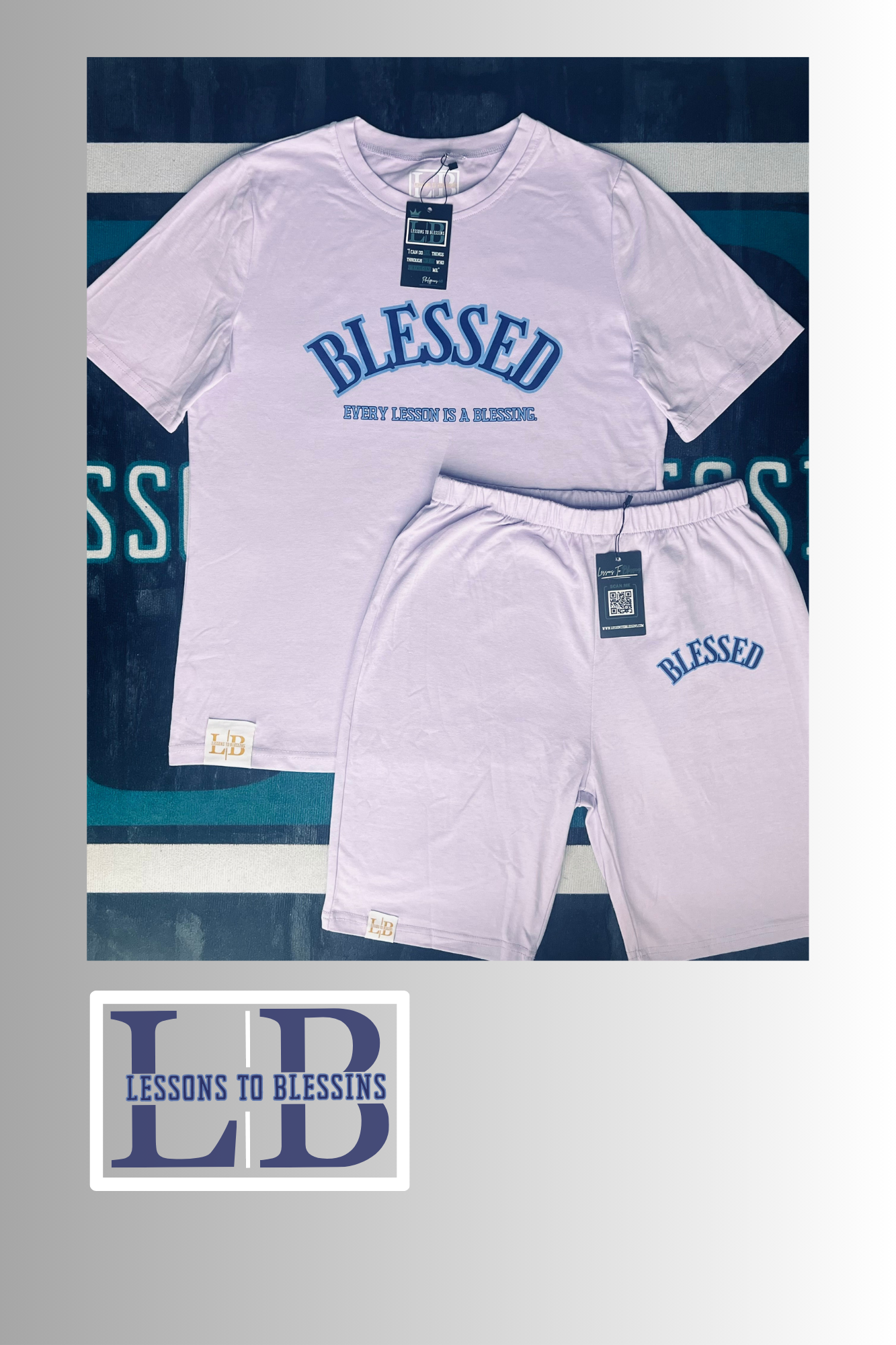 Every Lesson Is A Blessing Sleeved Biker Set - Purple