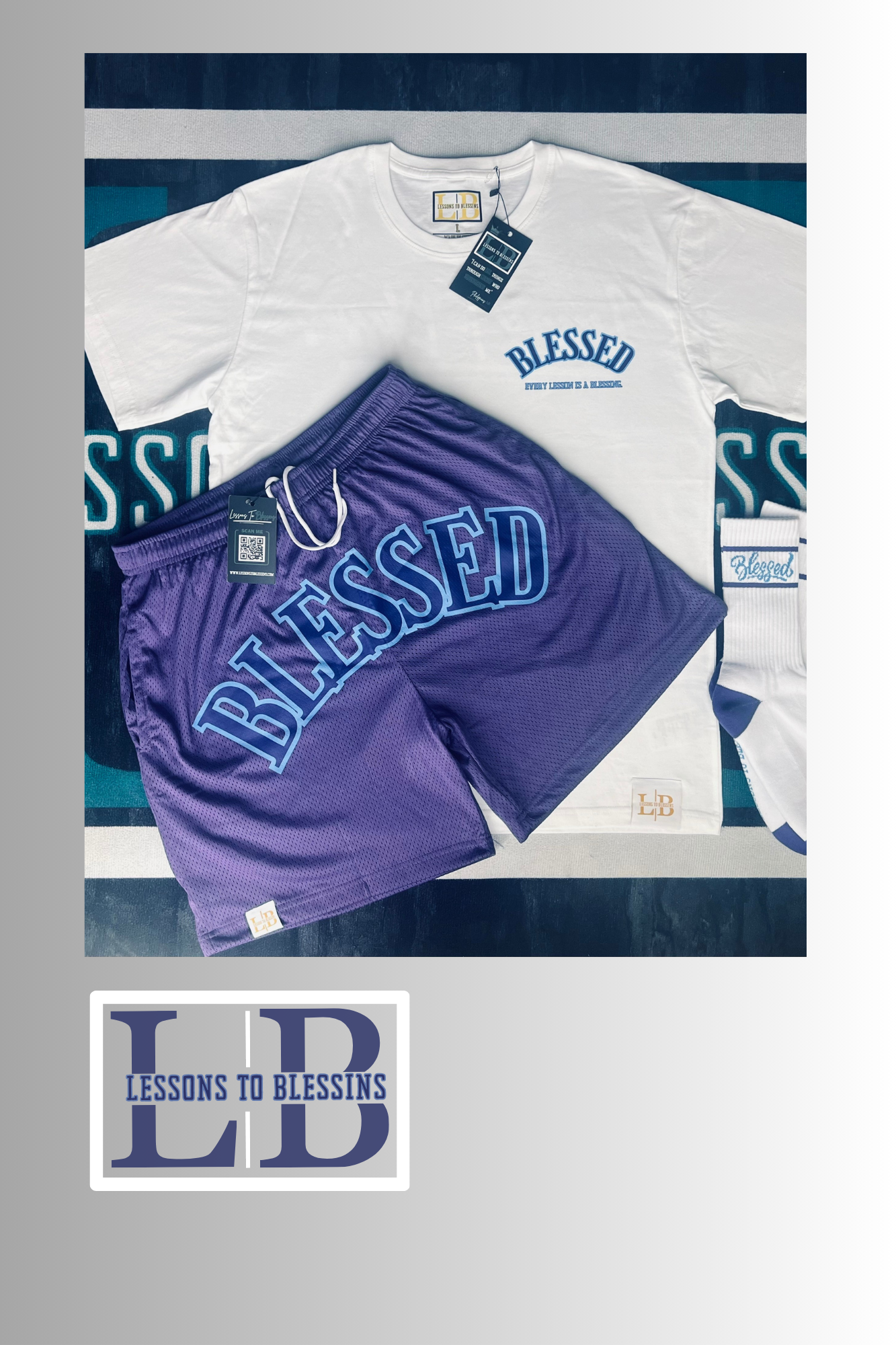 Every Lesson Is A Blessing Mesh Shorts - Purple