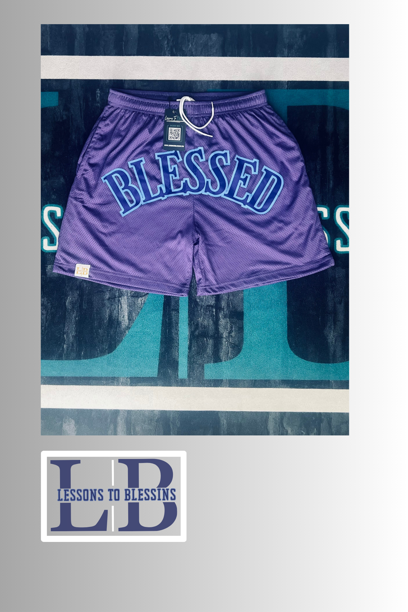 Every Lesson Is A Blessing Mesh Shorts - Purple