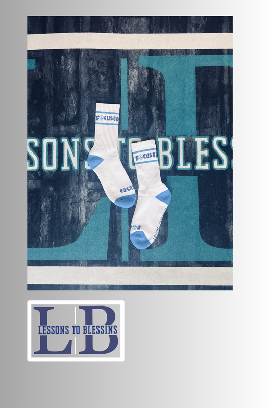 Focused Crew Socks - White/Teal/Purple