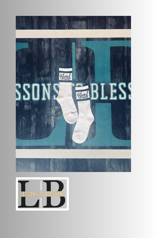 Blessed Crew Socks - White/Black